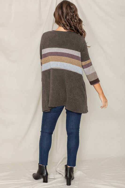 Knit Stripe Panel A Line Tunic