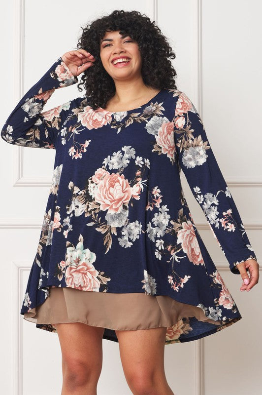 Floral Chiffon Layered Mini Dress