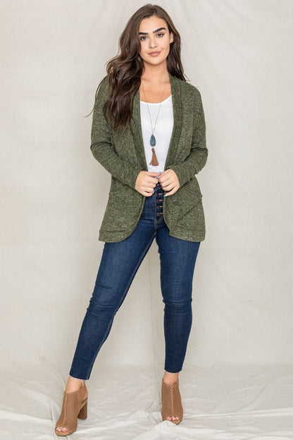 Solid Drape Pocket Cardigan