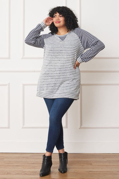 Plus Stripe Two Tone Tunic