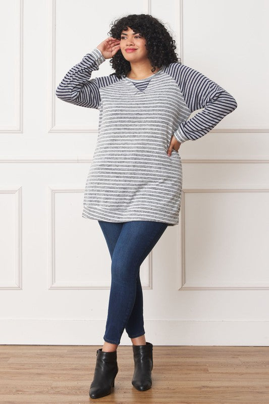 Plus Stripe Two Tone Tunic