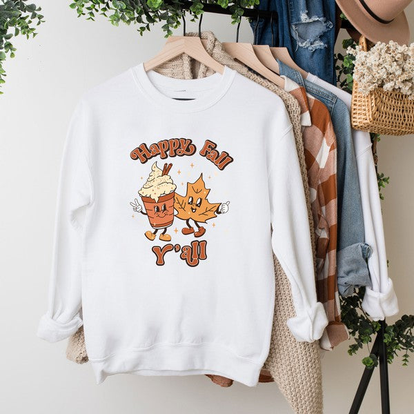 Retro Happy Fall Y'all Leaf Graphic Sweatshirt