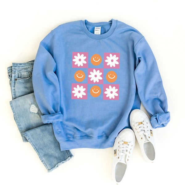 Retro Smiley Face Graphic Sweatshirt