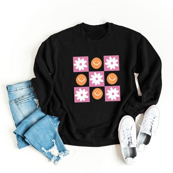 Retro Smiley Face Graphic Sweatshirt