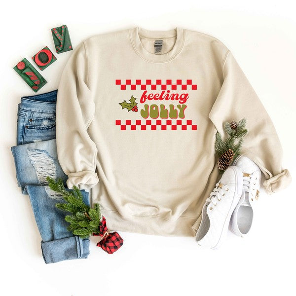 Feeling Jolly Checkered Graphic Sweatshirt