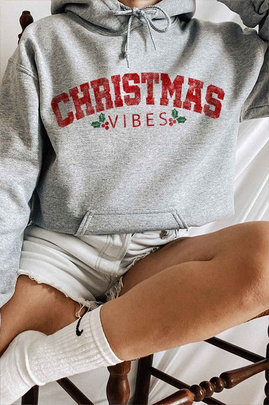 CHRISTMAS VIBES GRAPHIC HOODIE PLUS SIZE