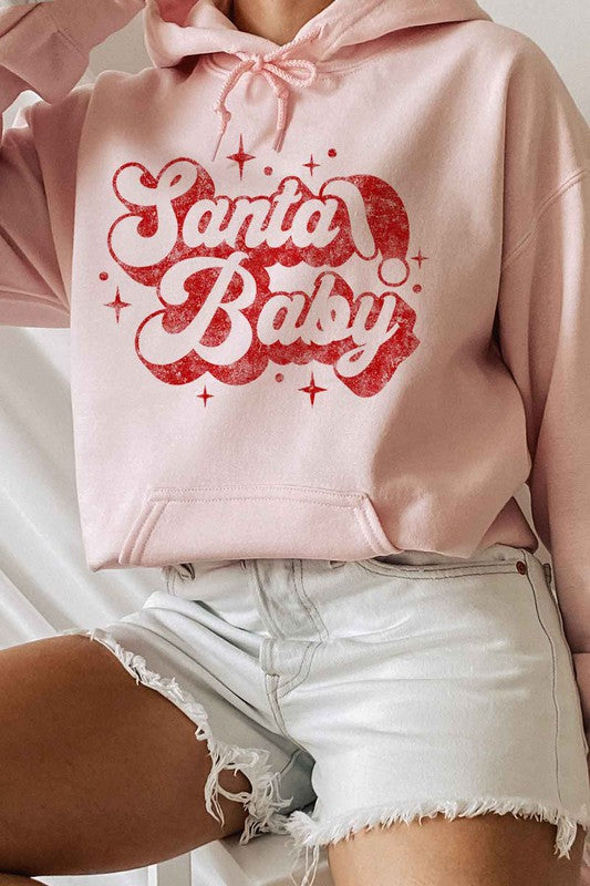 SANTA BABY CHRISTMAS GRAPHIC HOODIE PLUS SIZE