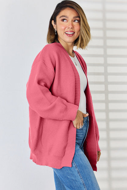 Open Front Dropped Shoulder Cardigan