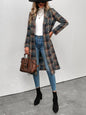 Plaid Lapel Collar Trench Coat