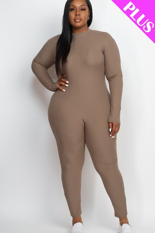 Plus Size Mock Neck Jumpsuit