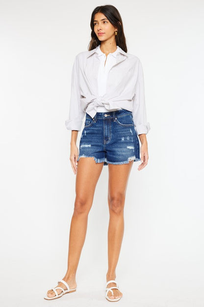 High Rise No Stitch Frayed Hem Shorts