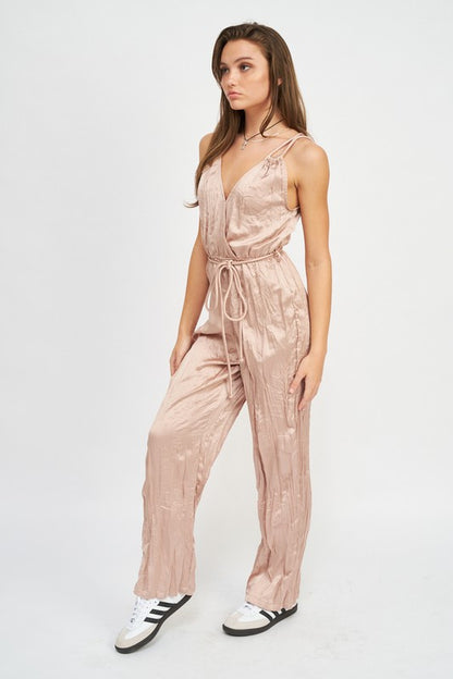 PLEARED WIDE LEG JUMPSUIT