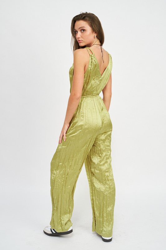 PLEARED WIDE LEG JUMPSUIT