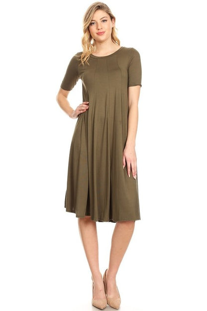 Jersey knit short sleeve oversized a-line dress