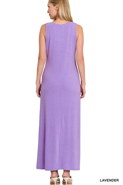 Sleeveless Flared Scoop Neck Maxi Dress