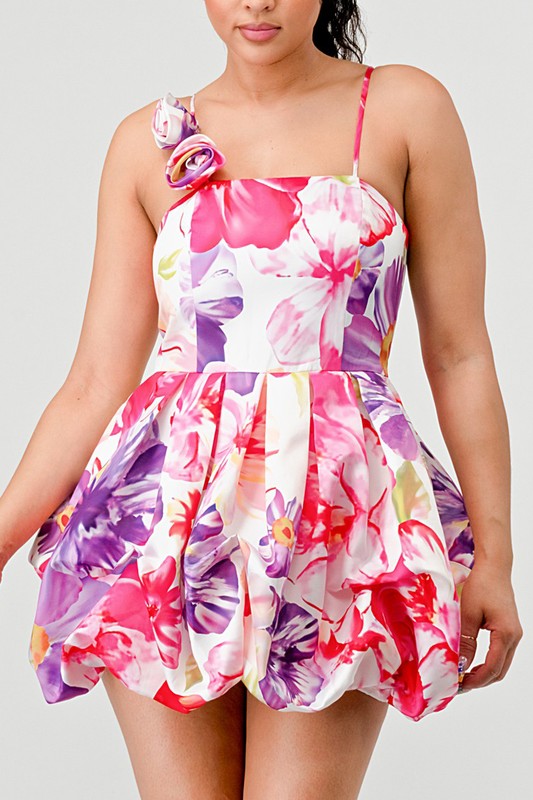 FLORAL BUBBLE MINI DRESS