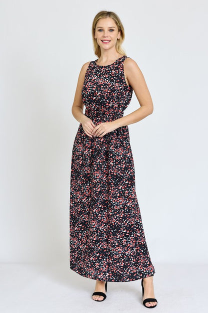 Sleeveless Blouson Band Maxi Dress