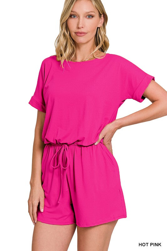 Brushed DTY Romper with Pockets