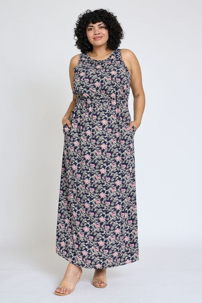 Sleeveless Blouson Band Maxi Dress