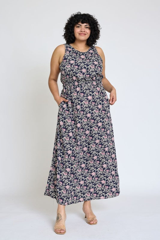 Sleeveless Blouson Band Maxi Dress