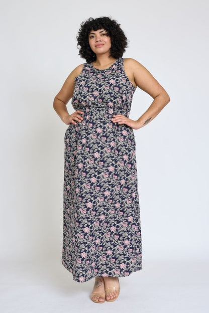 Sleeveless Blouson Band Maxi Dress