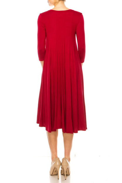 Solid jersey knit a-line dress