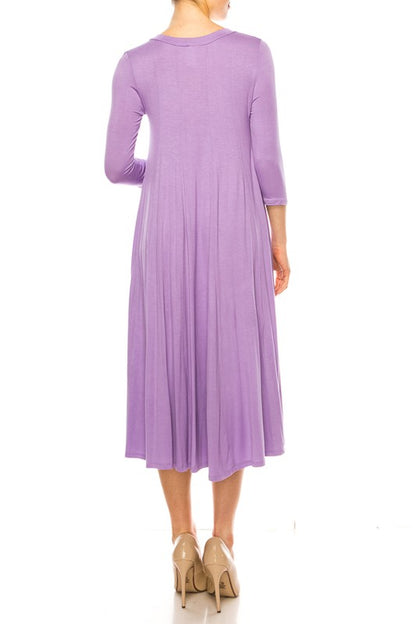 Solid jersey knit a-line dress