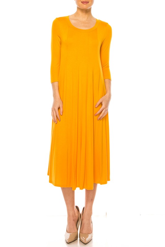 Solid jersey knit a-line dress