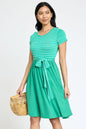 Short Sleeve Stripe Sash Dress