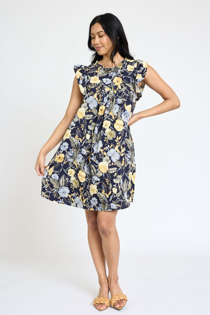 Spring Ruffle Hem Shift Dress