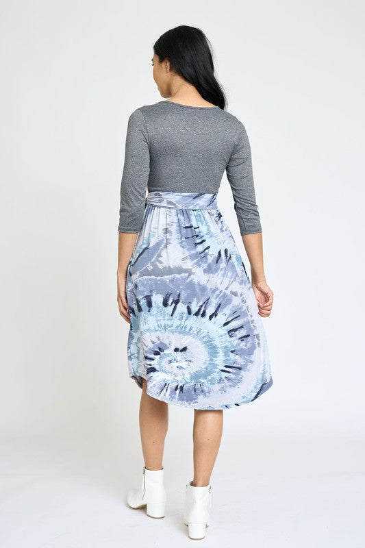 Swirl Tie Dye Sash Dress