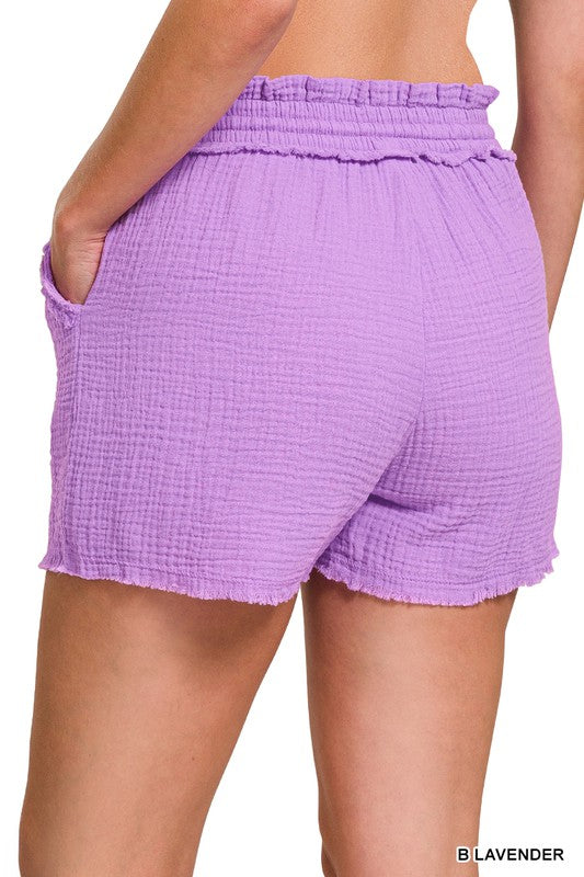 Double Elasticband Drawstring Waist Shorts