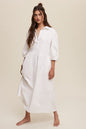 Button Front Puff Sleeve Babydoll Maxi Dress