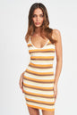 STRIPPED BODYCON MINI DRESS