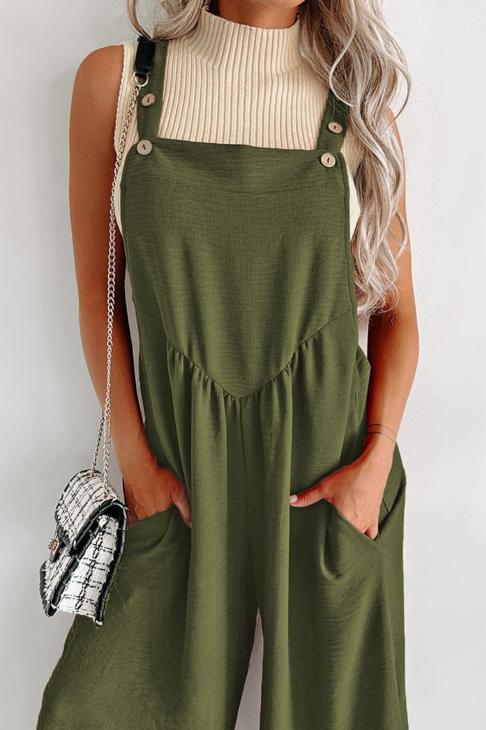 Square Neck Wide Strap Jumpsuit