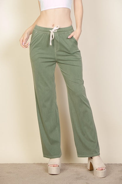 Knit Twill Drawstring Side Pocket Pants