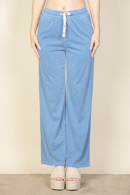 Knit Twill Drawstring Side Pocket Pants