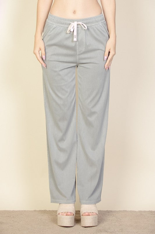 Knit Twill Drawstring Side Pocket Pants