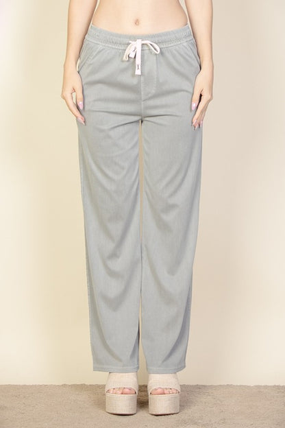 Knit Twill Drawstring Side Pocket Pants