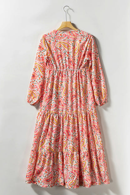 Paisley V-Neck Tied Dress