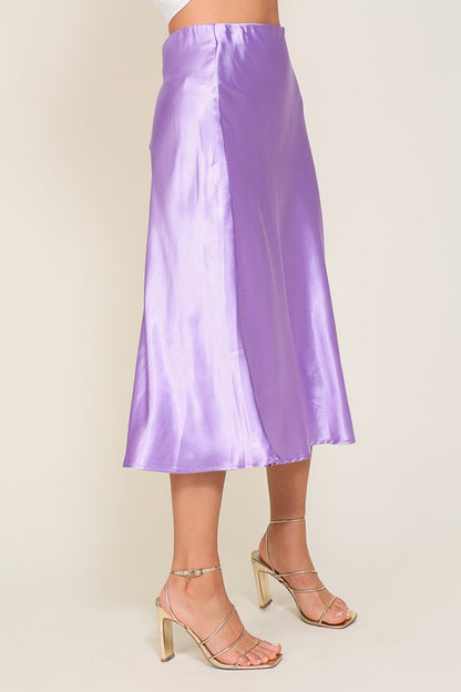 Satin Midi Flare Skirt