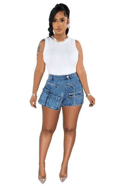 SEXY FASHION CARGO STYLE DENIM SHORT