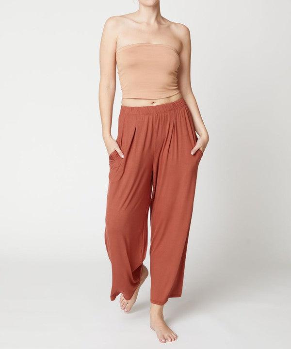 BAMBOO WIDE PANTS ANKLE LENGTH