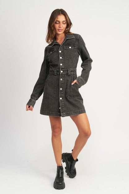 BUTTON DOWN DENI MINI DRESS