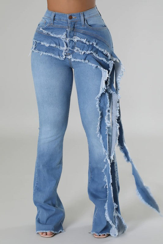 Frayed Boot Cut Pants