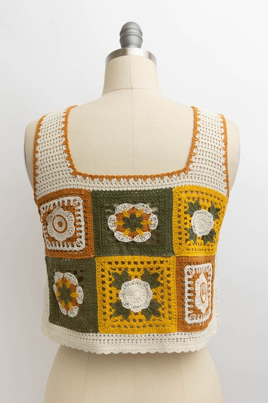 Granny Square Crochet Crop Top