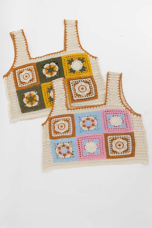 Granny Square Crochet Crop Top