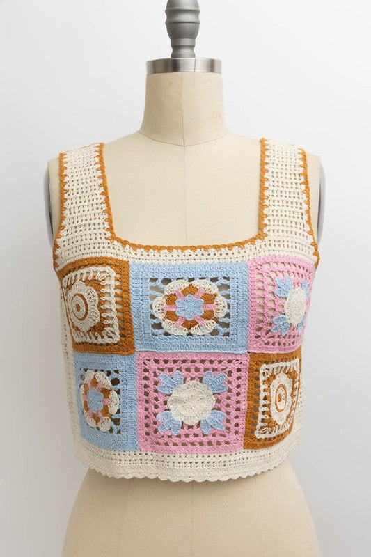 Granny Square Crochet Crop Top