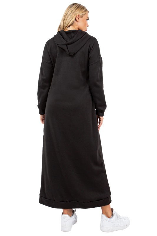 SEXY LONG MAXI HOODIE DRESS