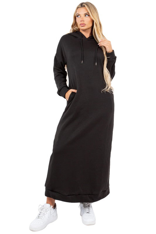 SEXY LONG MAXI HOODIE DRESS